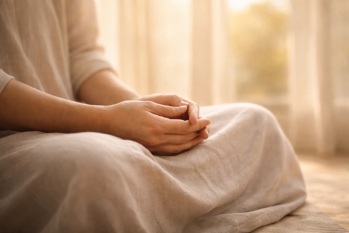 Hands resting in stillness